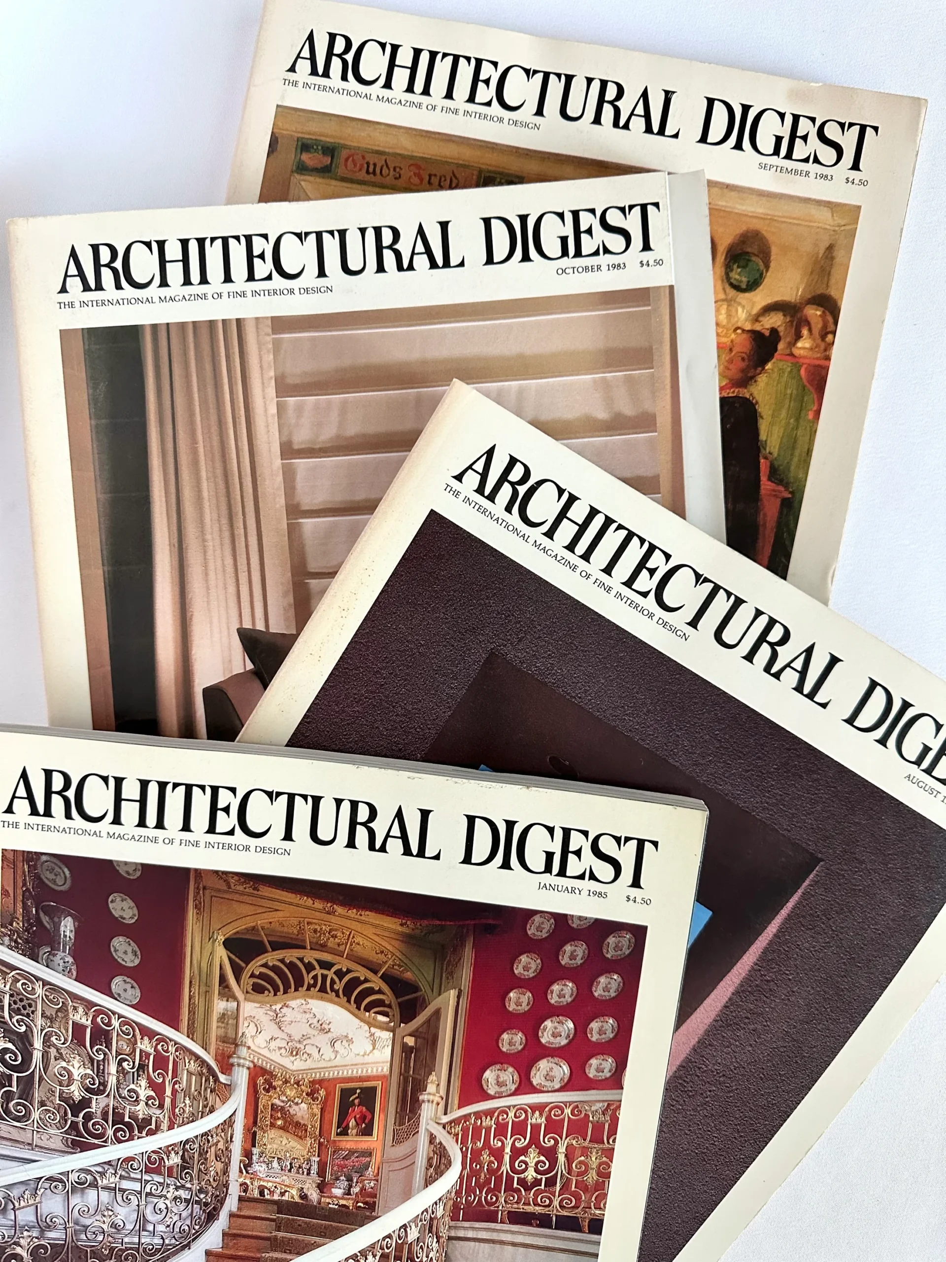 Stack of vintage design books offering daily inspiration