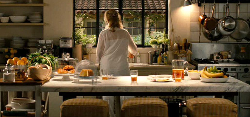 Nancy Meyers film set kitchen with timeless interior details